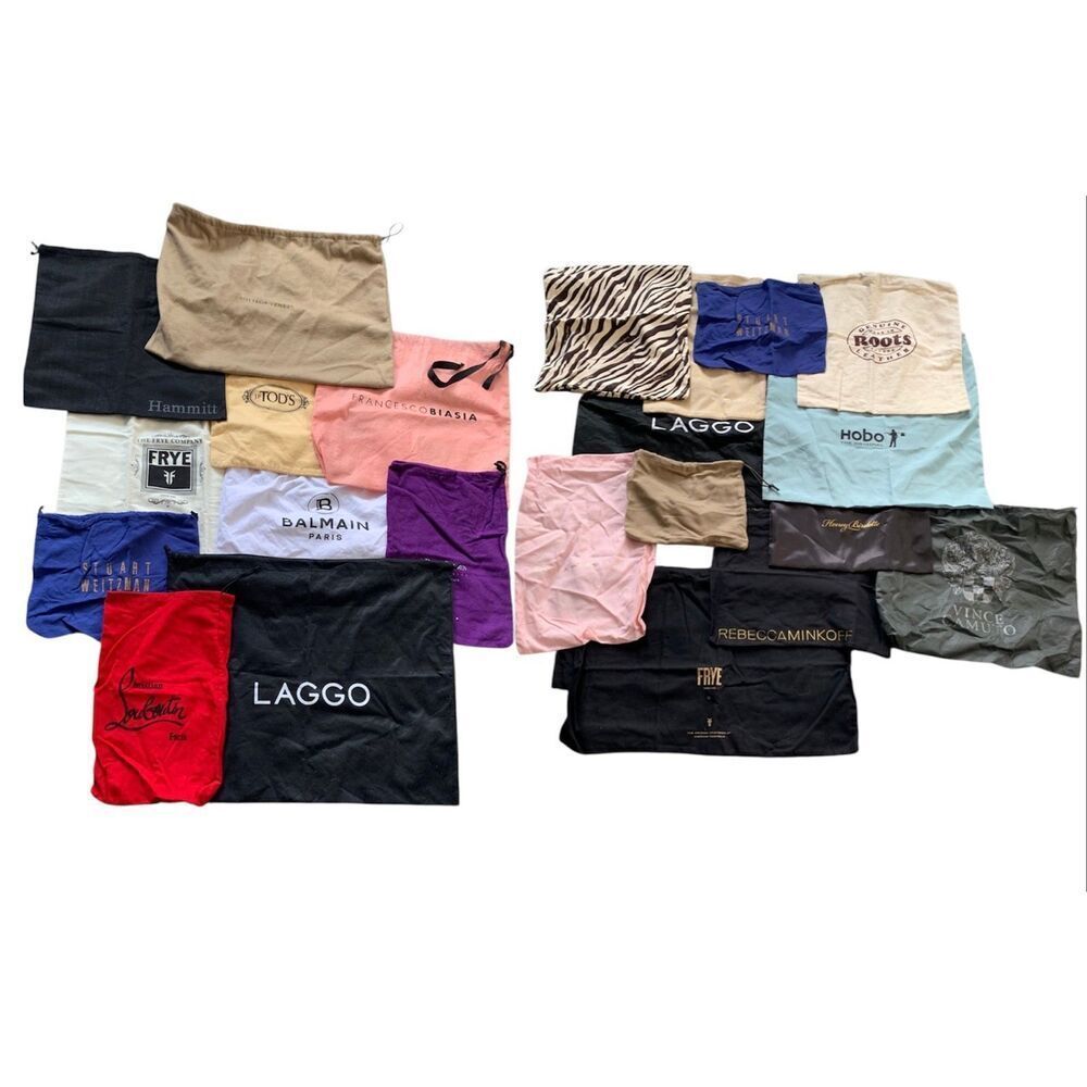 22 Desiginer LUXURY Drawstring fabric LOGO Dust Bag purse shoe cover TRAVEL LOT